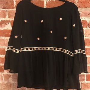 Black mesh blouse with details